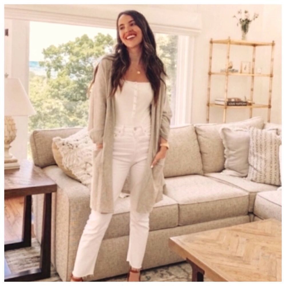 Donni Antropologie Slouchy Cardigan Open Pockets Layer Textured Ribbed Loose Fit